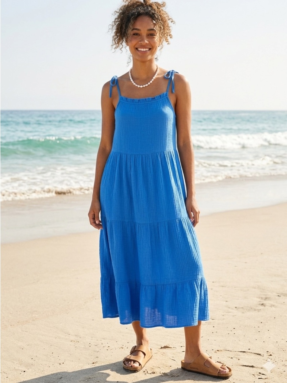 Rails Valeria Tiered Gauze Maxi Dress in Palace Blue - Size XL
